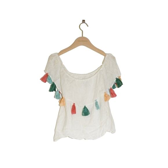 Chloe Oliver - Bora Bora Off The Shoulder Swing Top in White Multi / Size XS - Picture 1 of 7
